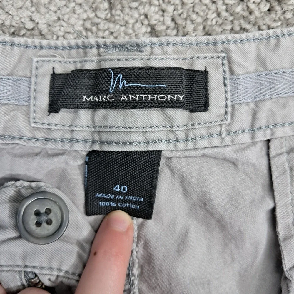 Marc‎ Anthony Mens Gray 100% Cotton Flat Front Chino Shorts Size 40
